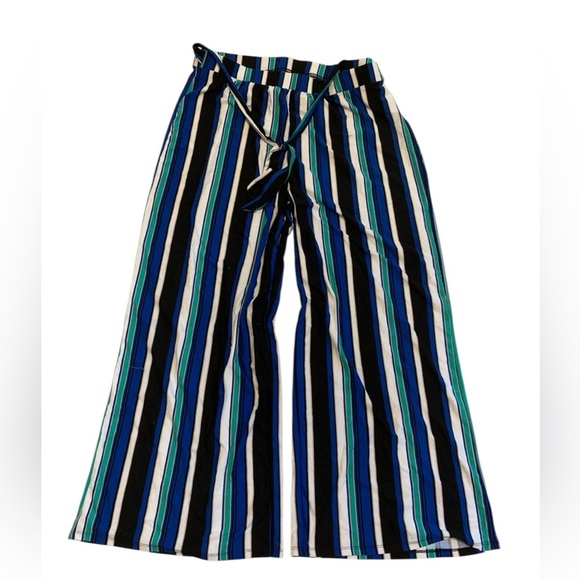 Bobbie Brooks Plus Size 3X Wide Leg Palazzo Pants | Striped Tie-Waist - Picture 1 of 6